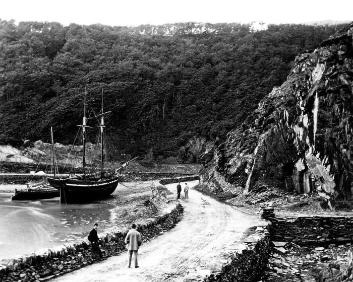 Framed Print : Barmouth Aberamffra Harbour in the 1860s Framed Print : Barmouth Aberamffra Harbour in the 1860s
