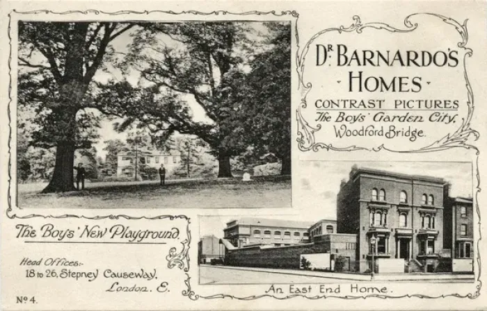 Framed Print : Barnardos Contrast Card advertising new Woodford Bridge H Framed Print : Barnardos Contrast Card advertising new Woodford Bridge H