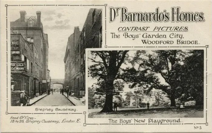 Framed Print : Barnardos Contrast Card advertising new Woodford Bridge H Framed Print : Barnardos Contrast Card advertising new Woodford Bridge H