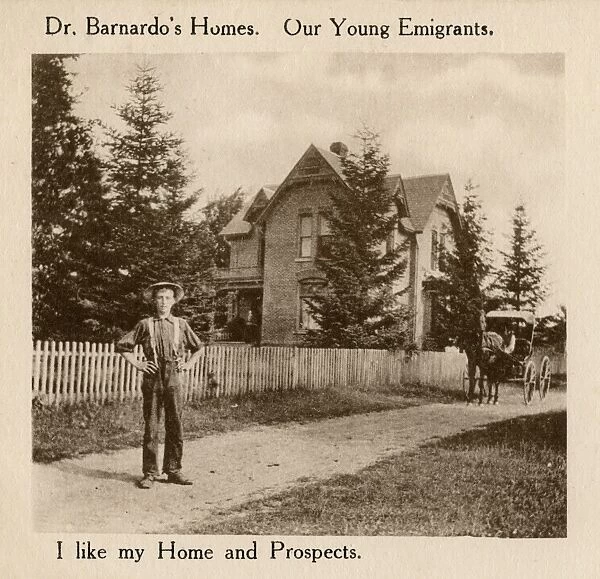 Barnardos Emigrants in Canada - boy outside home