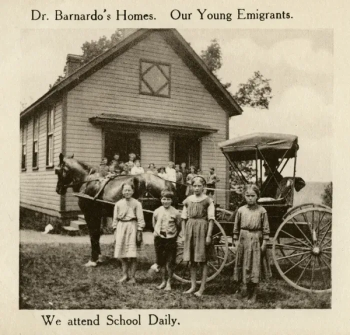 Framed Print : Barnardos Emigrants in Canada - school house
