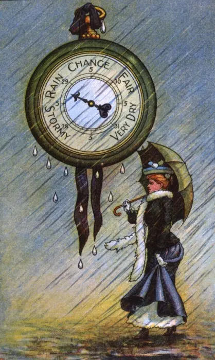 Framed Print : Barometer Says Rain 1905 Framed Print : Barometer Says Rain 1905