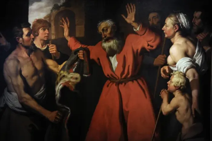 Framed Print : Baroque. Jacob recognizes the bloody dress of her son joseph Framed Print : Baroque. Jacob recognizes the bloody dress of her son joseph