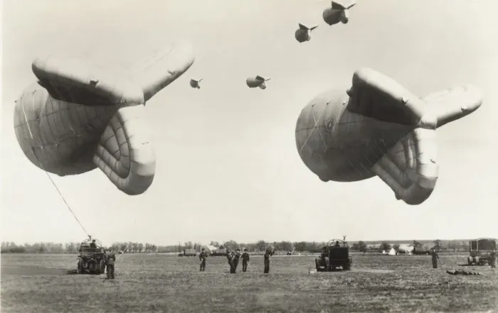 Framed Print : Barrage-Balloons Flying over Cardington, UK During the B? Framed Print : Barrage-Balloons Flying over Cardington, UK During the B?