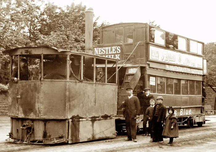 Framed Print : Barrow-in-Furness Abbey Road steam tram early 1900s