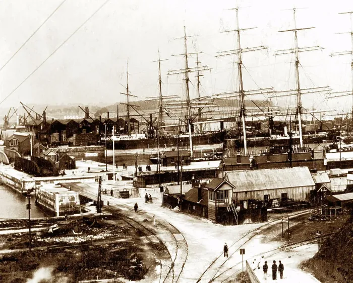 Framed Print : Barry Dock, Wales early 1900's Framed Print : Barry Dock, Wales early 1900's