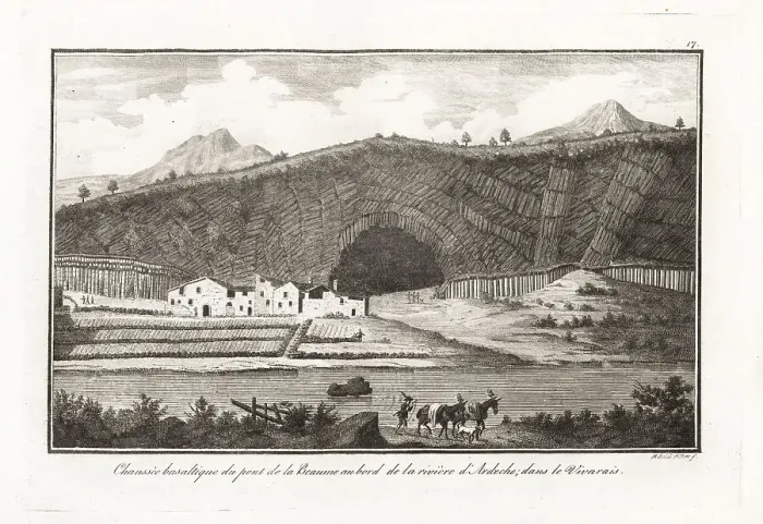Framed Print : Basalt causeway at Beaume bridge, Vivarais, France, 18th century Framed Print : Basalt causeway at Beaume bridge, Vivarais, France, 18th century
