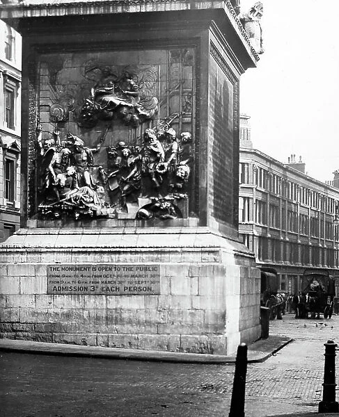 Base of the Monument, London, early 1900s
