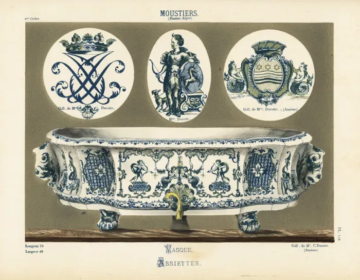 Framed Print : Basin and plates from Moustiers, France Framed Print : Basin and plates from Moustiers, France