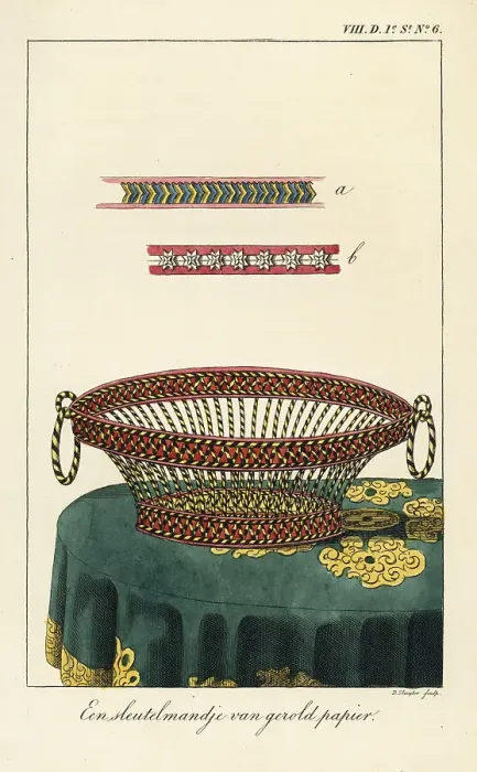 Framed Print : A basket made of rolled paper Framed Print : A basket made of rolled paper