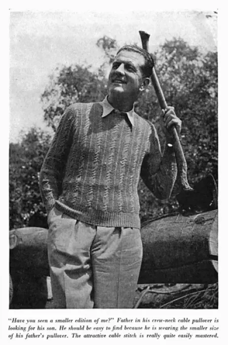 Framed Print : Basket stitch mens cardigan, circa 1941 Framed Print : Basket stitch mens cardigan, circa 1941