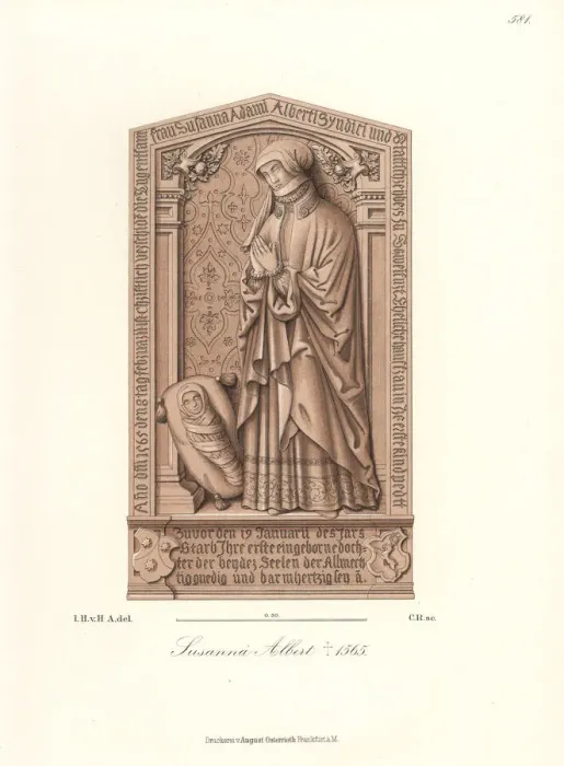 Framed Print : Basrelief gravestone of Susannna Albert, died 1565 Framed Print : Basrelief gravestone of Susannna Albert, died 1565