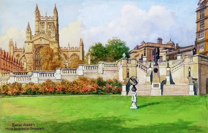 Framed Print : Bath Abbey from Institute Gardens, Bath, Somerset