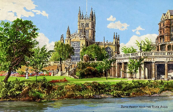 Bath Abbey, from the River Avon, Somerset