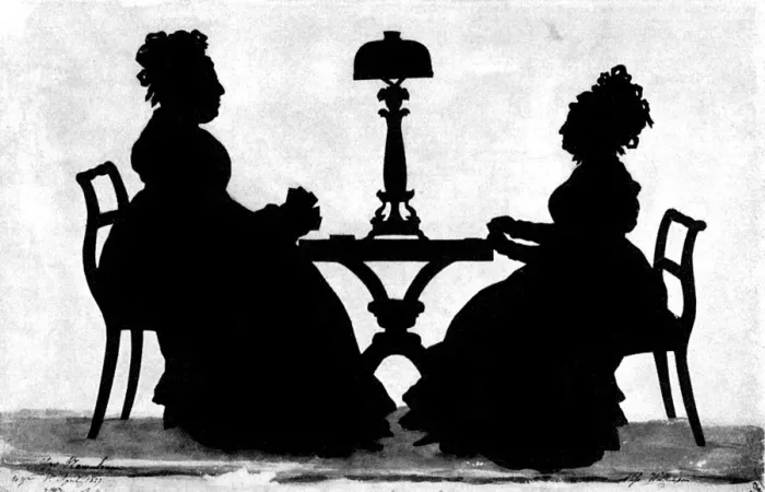 Framed Print : Bath Characters by Edouart - card players Framed Print : Bath Characters by Edouart - card players