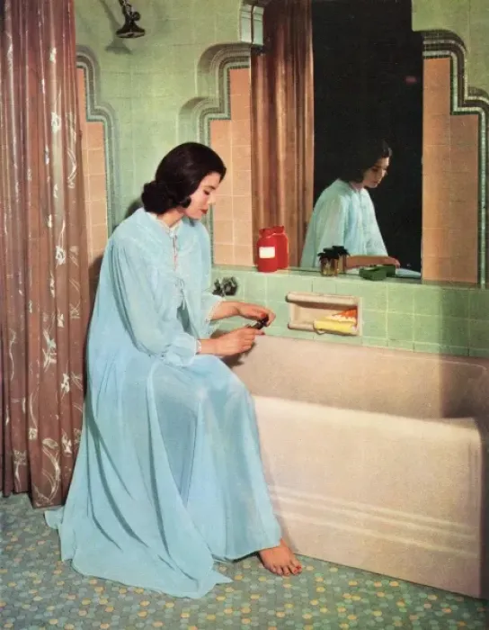Framed Print : Bath Preparations, 1957 Framed Print : Bath Preparations, 1957