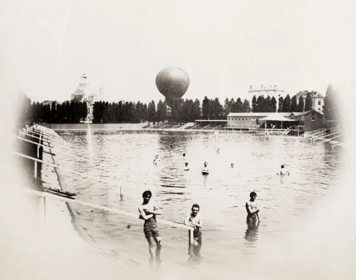 Framed Print : Bathers in swimming basin pool Antwerp Anvers Belgium Framed Print : Bathers in swimming basin pool Antwerp Anvers Belgium
