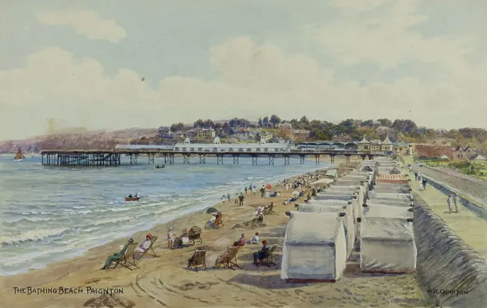 Framed Print : Bathing Beach, Paignton, Devon Framed Print : Bathing Beach, Paignton, Devon