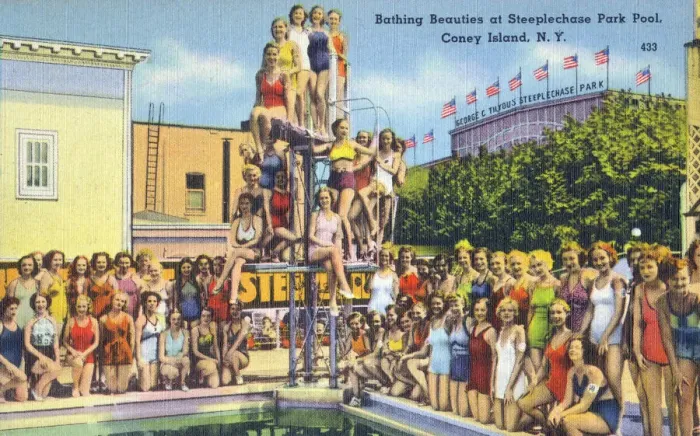Framed Print : Bathing Beauties at Steeplechase Park Pool, Coney Island, NY, USA Framed Print : Bathing Beauties at Steeplechase Park Pool, Coney Island, NY, USA