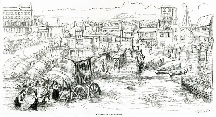 Framed Print : Bathing at Broadstairs 1857 Framed Print : Bathing at Broadstairs 1857