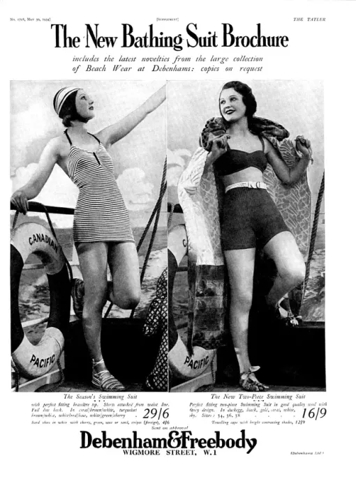 Framed Print : Bathing fashions from Debenham and Freebody Framed Print : Bathing fashions from Debenham and Freebody