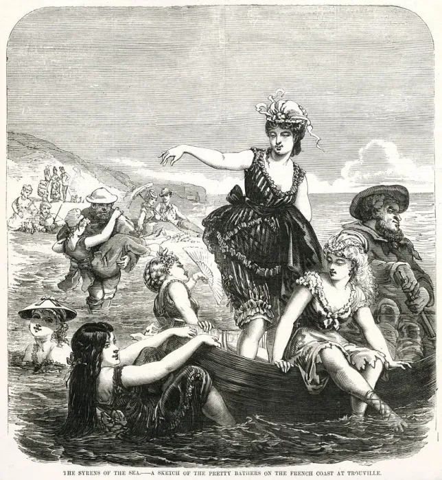 Framed Print : Bathing women at Trouville, France 1870