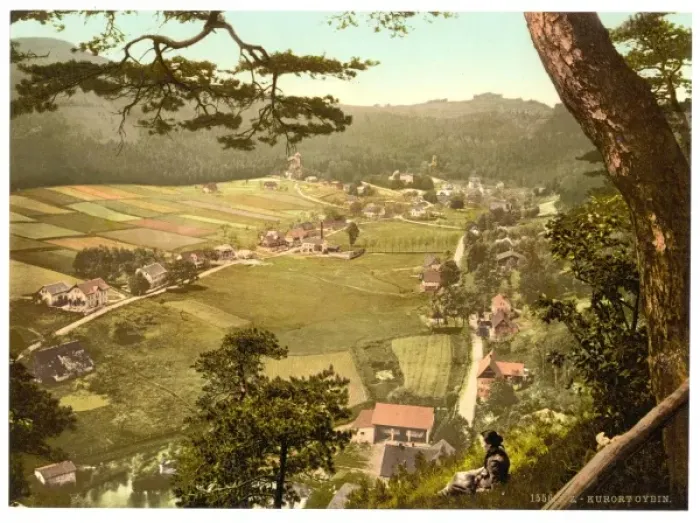 Framed Print : Baths of Oybin (i. e. Kurort Oybin) from the mountains and O Framed Print : Baths of Oybin (i. e. Kurort Oybin) from the mountains and O
