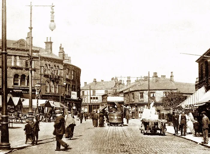 Framed Print : Batley Market Place early 1900s Framed Print : Batley Market Place early 1900s