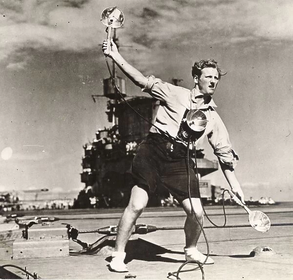 A Batsman on HMS Illustrious, c 1944