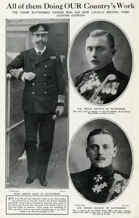 Framed Print : Three Battenberg princes serving Britain, WW1 Framed Print : Three Battenberg princes serving Britain, WW1