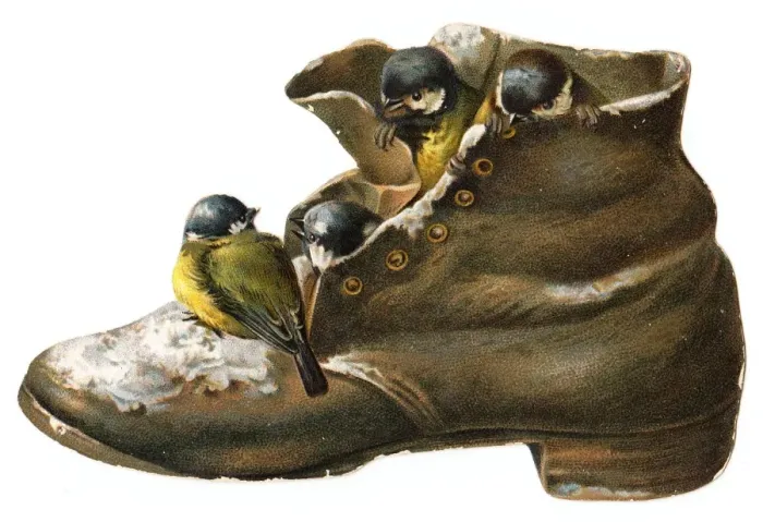 Framed Print : Battered old boot-shaped Christmas card Framed Print : Battered old boot-shaped Christmas card