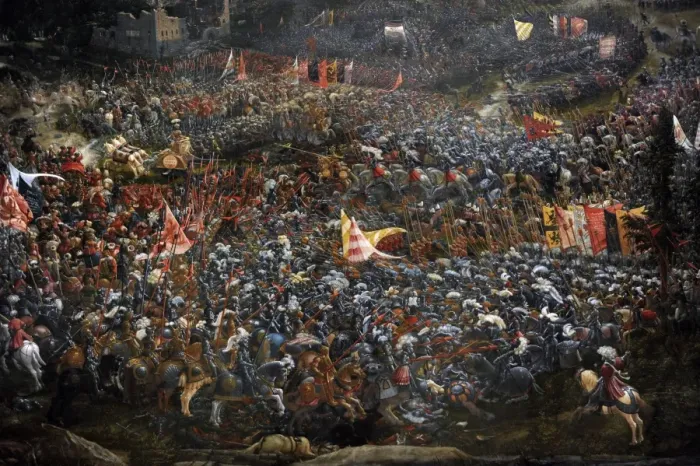 Framed Print : The Battle of Alexander at Issus. Oil painting by the German Framed Print : The Battle of Alexander at Issus. Oil painting by the German