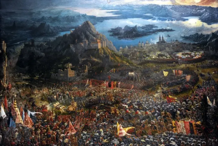 Framed Print : The Battle of Alexander at Issus. Oil painting by the German Framed Print : The Battle of Alexander at Issus. Oil painting by the German