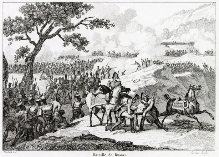 Framed Print : Battle of Busaco, Peninsula War. The Duke of Wellington defeats Massena Date Framed Print : Battle of Busaco, Peninsula War. The Duke of Wellington defeats Massena Date