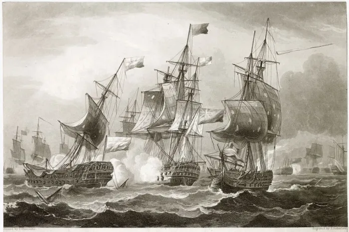 Framed Print : BATTLE OF CAMPERDOWN Duncan intercepts a Dutch fleet sailing to help the French Framed Print : BATTLE OF CAMPERDOWN Duncan intercepts a Dutch fleet sailing to help the French
