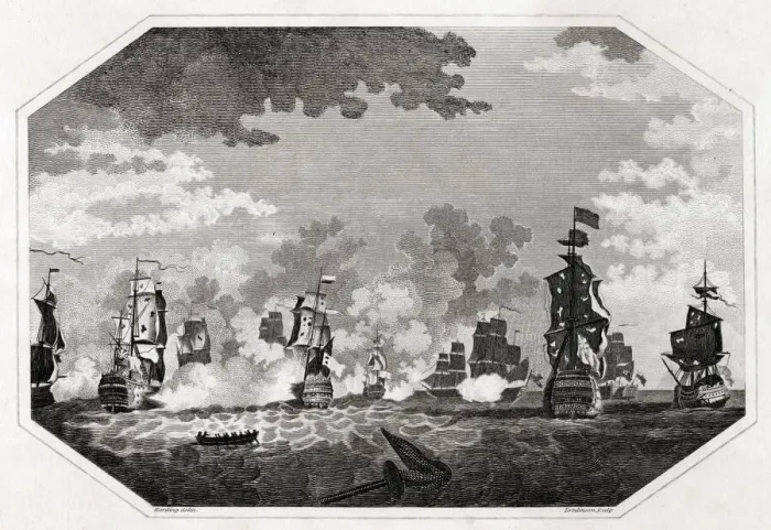 Framed Print : BATTLE OF CAMPERDOWN Duncan intercepts a Dutch fleet sailing to help the French Framed Print : BATTLE OF CAMPERDOWN Duncan intercepts a Dutch fleet sailing to help the French