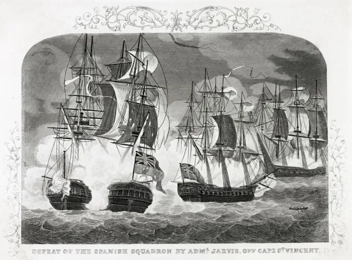 Framed Print : BATTLE OF CAPE ST VINCENT Admiral Jervis defeats a Spanish squadron Date Framed Print : BATTLE OF CAPE ST VINCENT Admiral Jervis defeats a Spanish squadron Date