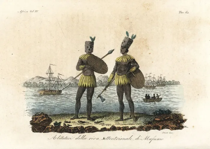 Framed Print : Battle costume of the natives of Dalagoa Bay Framed Print : Battle costume of the natives of Dalagoa Bay