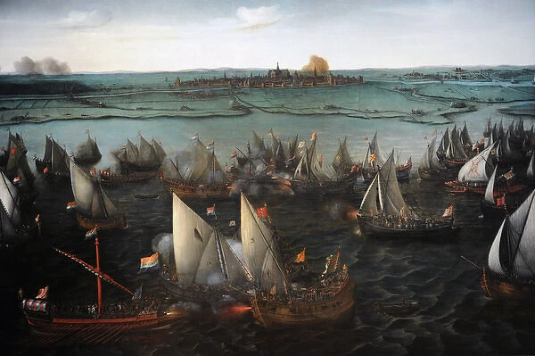 Battle between Dutch and Spanish ships on the Haarlemmermeer