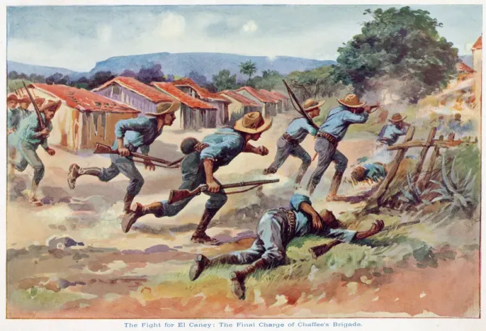 Framed Print : BATTLE OF EL CANEY Americans under General Shafter overwhelm the Spanish positions at El