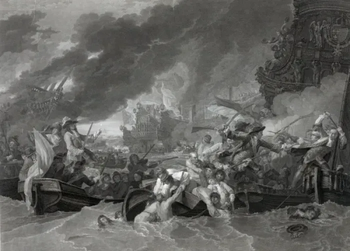 Framed Print : The Battle at La Hogue Framed Print : The Battle at La Hogue