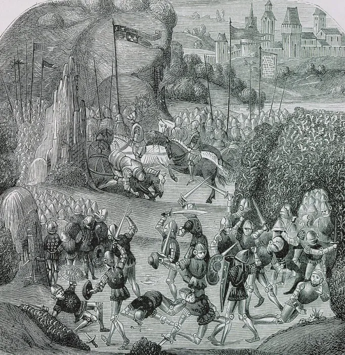 Framed Print : Battle of Otterburn. August 5, 1388. Engraving Framed Print : Battle of Otterburn. August 5, 1388. Engraving