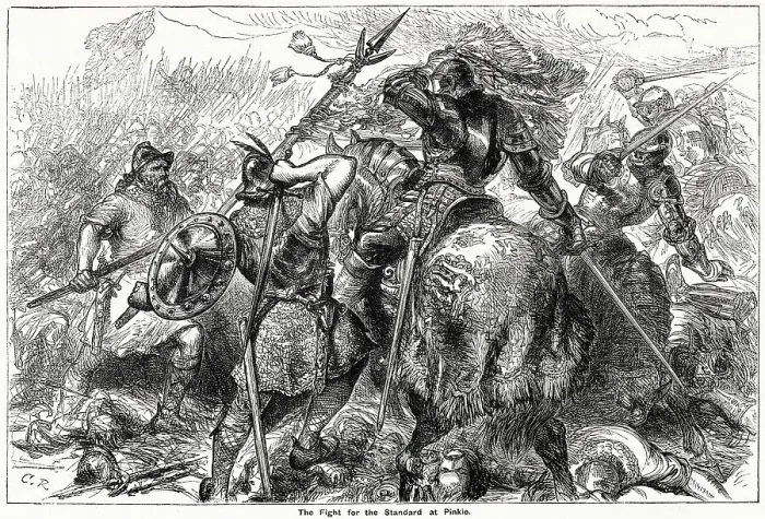 Framed Print : Battle of Pinkie also known as the Battle of Pinkie Cleugh, at the banks of the River Esk near Musselburgh, Scotland. Date: 10 September 1547 Framed Print : Battle of Pinkie also known as the Battle of Pinkie Cleugh, at the banks of the River Esk near Musselburgh, Scotland. Date: 10 September 1547