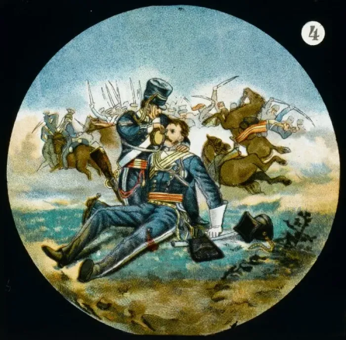 Framed Print : Battle Scene / Lantern 19C Framed Print : Battle Scene / Lantern 19C