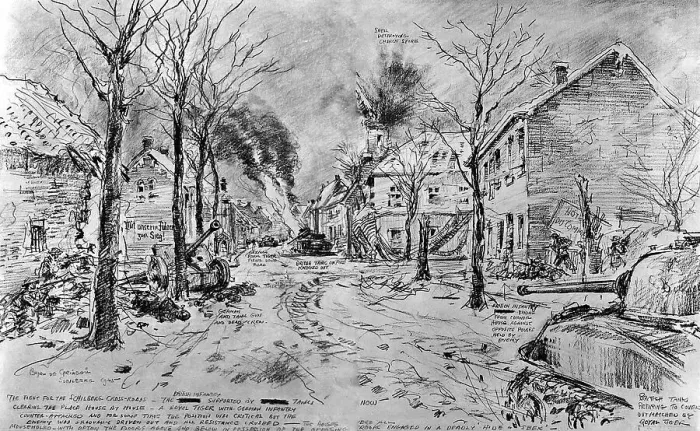 Framed Print : Battle at the Schilberg Cross-roads; Second World War, 1945 Framed Print : Battle at the Schilberg Cross-roads; Second World War, 1945