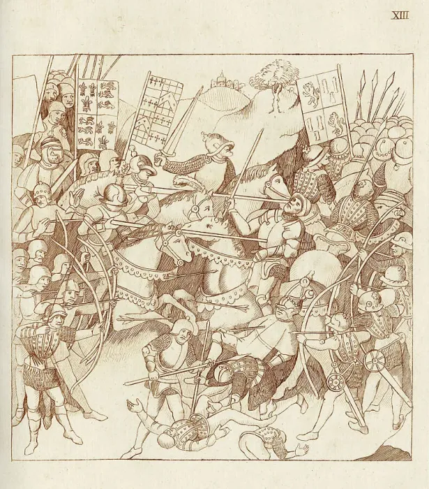 Framed Print : The Battle of Shrewsbury, 21st July 1403, with Richard Beauchamp, Earl of Warwick, fighting with King Henry IV to defeat Sir Henry Harry Hotspur Percy, leader of the rebel army from Northumberland. Date: 21st July 1403 Framed Print : The Battle of Shrewsbury, 21st July 1403, with Richard Beauchamp, Earl of Warwick, fighting with King Henry IV to defeat Sir Henry Harry Hotspur Percy, leader of the rebel army from Northumberland. Date: 21st July 1403