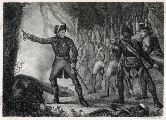 Framed Print : BATTLE OF TORGAU Friedrich der Grosse personally leads his Prussians to attack Framed Print : BATTLE OF TORGAU Friedrich der Grosse personally leads his Prussians to attack