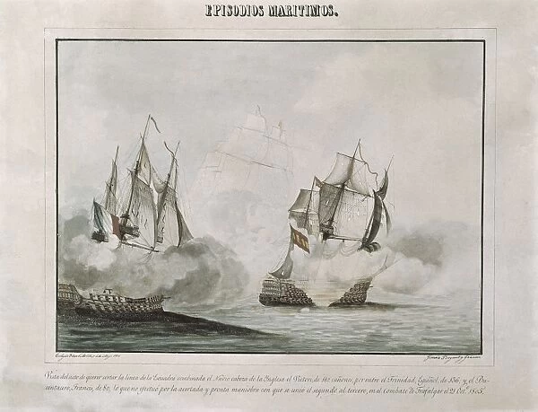 Battle of Trafalgar (1805). The French ship Bucentaure