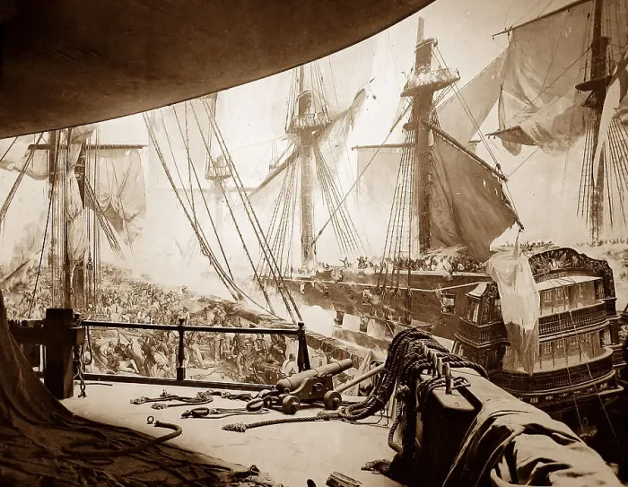 Framed Print : Battle of Trafalgar panorama, Royal Naval Exhibition Framed Print : Battle of Trafalgar panorama, Royal Naval Exhibition