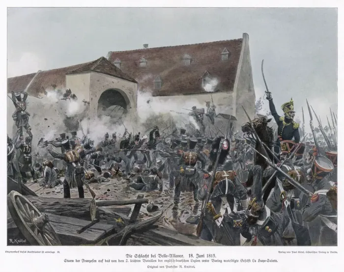 Framed Print : Battle of Waterloo, fighting at La Haye-Sainte, 1815 Framed Print : Battle of Waterloo, fighting at La Haye-Sainte, 1815
